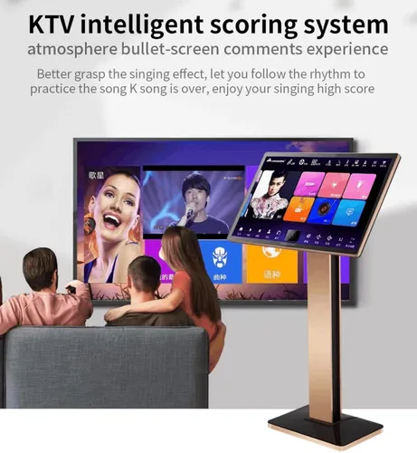 Vista 5 de Nueva máquina de karaoke profesional KV-V5 de Wellzweider con micrófono inalámbrico, pantalla táctil capacitiva de 22 pulgadas, reproductor de cine
