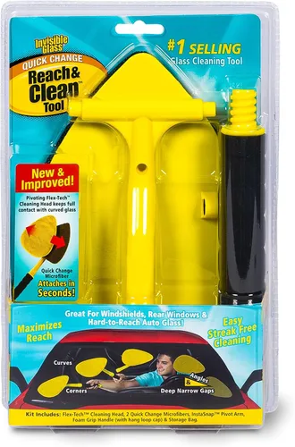 Vista 2 de Invisible Glass 95160 - Kit de herramientas de limpieza de parabrisas Reach & Clean con mango extensible, (2) microfibras reutilizables de cambio
