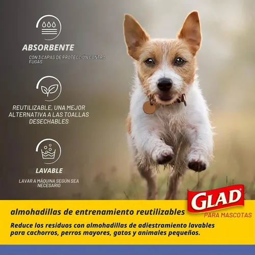 Vista 3 de Glad para Mascotas Almohadillas Reutilizables para Orina de Perro, Gris con Huellas de Patas - Almohadillas Lavables para Orinar para Perros