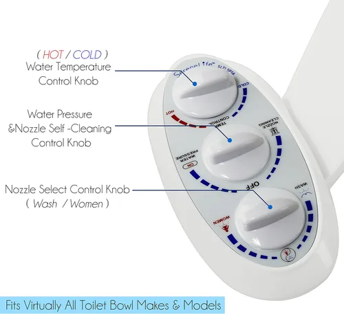 Vista 4 de Serenelife Accesorio para asiento de bidé de baño, función ajustable de agua dulce y caliente con rociador de plástico para limpieza completa