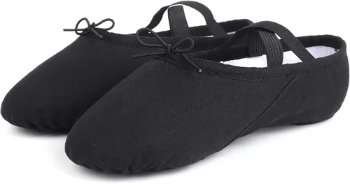 Vista 7 de OLORA Zapatos de ballet de lona para mujer, zapatillas de baile, suela dividida, zapatos de práctica para niñasadultos