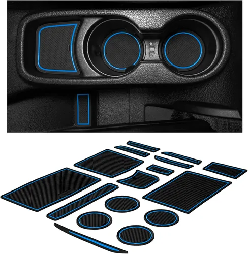 Vista 5 de Compatible con accesorios Jeep Compass 2018-2021 - Insertos de portavasos antideslizantes para interiores de alta calidad, antipolvo, tapetes