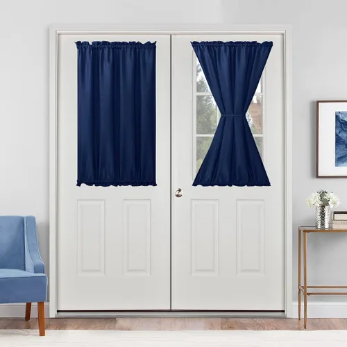 Vista 21 de Cortinas para puerta francesa, color aguamarina, 24 pulgadas de ancho x 40 pulgadas de largo, 1 panel Bolsillo para barra, semitransparente