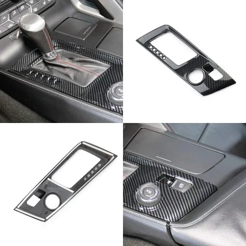 Vista 9 de Cubierta Protectora de Moldura de Panel de Engranajes de Control con Aspecto de Fibra de Carbono para 2014 2015 2016 2017 2018 Chevrolet Corvette C7