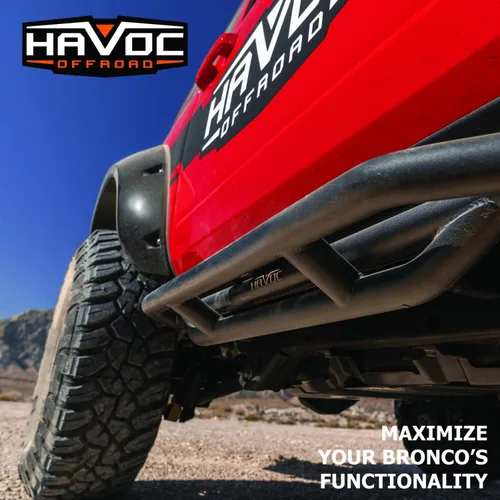 Vista 5 de Havoc Offroad TrailCrawler Steps Par de acero, negro HFB-06-001 Compatible con Ford Bronco 2021-2024 de 2 puertas