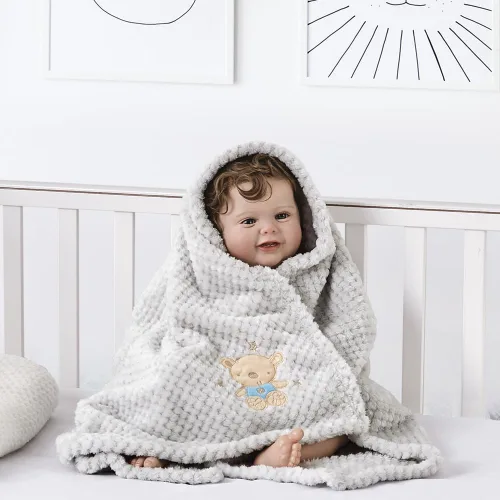 Vista 5 de CREVENT - Manta bonita, cómoda y mullida para bebés, niños y niñas, 30 x 40 pulgadas, ropa de cama, para cuna y cochecito, regalo para recién Oso