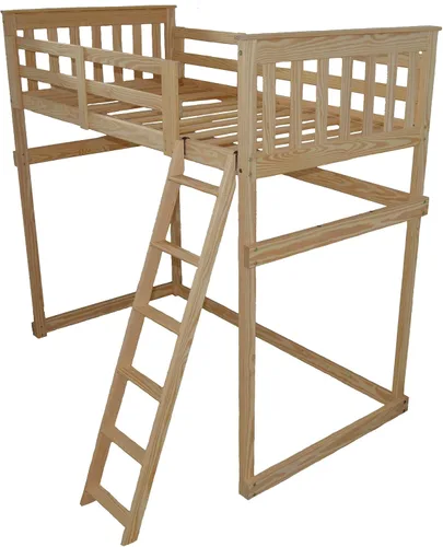 Vista 52 de Furniture Barn USA - Cama tipo loft de tamaño individual con escalera final, pintado de pino negro