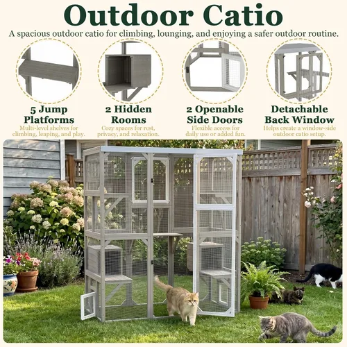 Vista 2 de Gowoodhut Catio - Recintos para gatos al aire libre, casa grande de madera