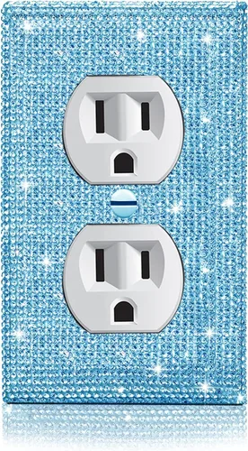 Vista 36 de 4 piezas de placa de pared rosa plateado brillante cubierta decorativa interruptor de luz cubierta de interruptor de palanca única diamantes