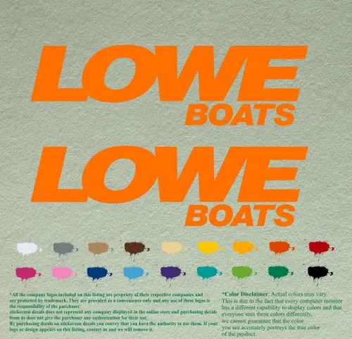 Vista 11 de Par de calcomanías de vinilo de repuesto compatibles con Lowe Boats, motor fuera de borda, juego de 2 (12 pulgadas, negro 070)