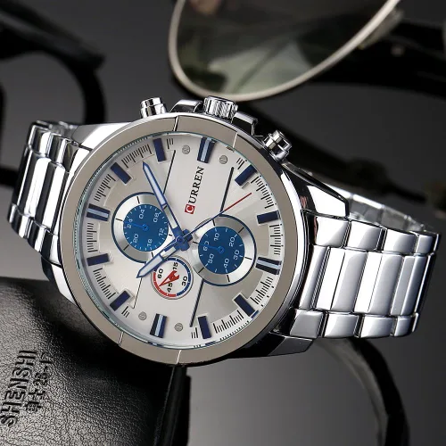 Vista 6 de CURREN Original 8274 - Reloj de pulsera de cuarzo para hombre, resistente al agua, correa de acero inoxidable