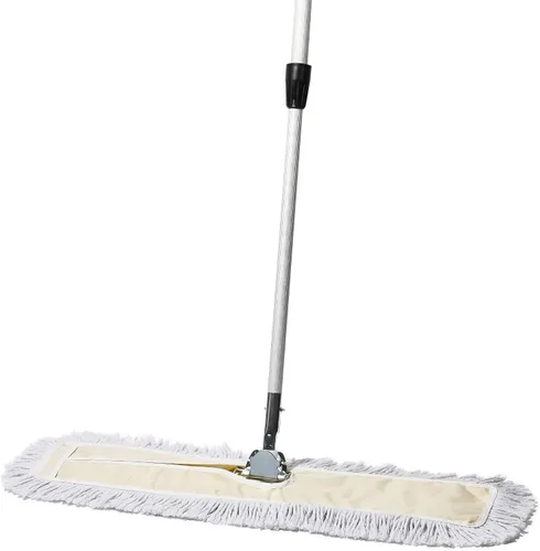Vista 8 de Trapeador de polvo comercial – Barredora de piso de 18 pulgadas para madera dura, cabezal de trapeador de algodón reutilizable, mango extensible