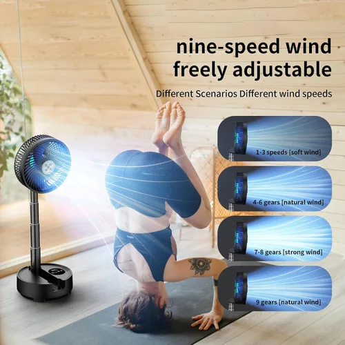 Vista 3 de Socool Ventilador Portátil de 20000mAh de 8 Pulgadas Operado por Batería, Ventilador Oscilante con Carga, Control Remoto con Luz LED, 112 Horas