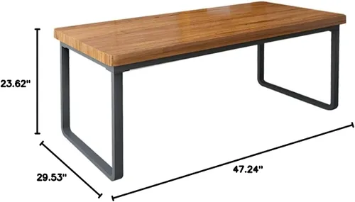 Vista 3 de Mesa de juego moderna y simple de madera maciza para computadora con soporte de metal en forma de U y panel de pino de 2.0 in, fácil de montar