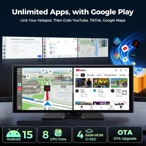 Vista 4 de LAMTTO Pantalla AI CarPlay de 11 '' con Google-Play Descargar aplicaciones