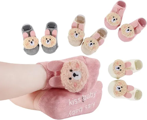 Vista 12 de Calcetines de algodón con agarre antideslizante para bebés, bebés, niñas, regalos para niñas