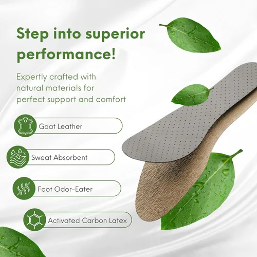 Vista 4 de HANDARTE Plantillas de zapatos sin calcetines de cuero Plantillas finas para zapatos de vestir para mujeres 100% Piel de cabra natural - Libre