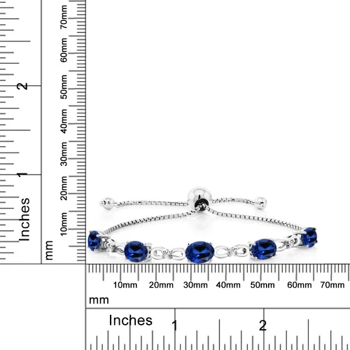 Vista 125 de Gem Stone King Pulsera de tenis de diamantes cultivados en laboratorio con piedra natal de 3-6 quilates para mujer, plata de ley 925, ovalada