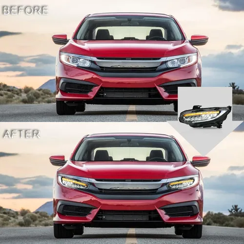 Vista 5 de VLAND Faros delanteros para Honda Civic de 10ª generación Sedan/Coupe/Hatchback/Type R 2016-2021
