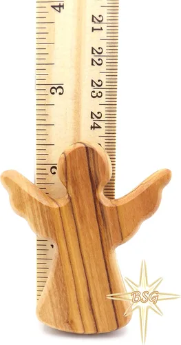 Vista 3 de Dacaret Factory Ángel de la guarda de madera de olivo, cabe en la mano y el bolsillo Reduce el estrés y la ansiedad Ángel de palma Figuras