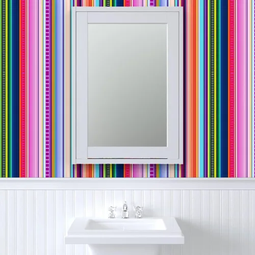 Vista 9 de Spoonflower Papel tapiz para despegar y pegar, diseño de rayas de serape, estilo mexicano, colorido y brillante, papel pintado extraíble