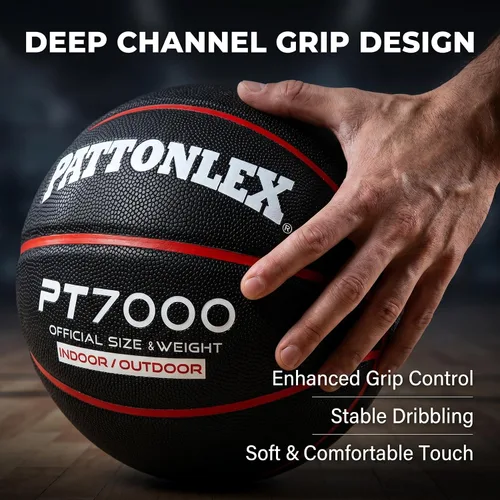 Vista 4 de Basketball Ball – Official Size– Composite Leather Indoor/Outdoor Basketball for Men, Women & Girls, with Pump