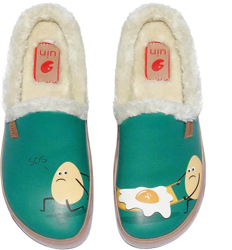 Vista 5 de UIN - Pantuflas de mujer, cómodas, modernas, pintadas con diseños artísticos, para viajar, con punta ancha, estilo informal, para el hogar