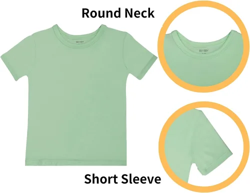 Vista 2 de GUISBY Pijama corto suave de rayón para bebés, niños y niñas, conjunto de 2 piezas