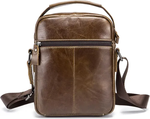 Vista 3 de LUKZIJAES Small Genuine Leather Shoulder Bag Men Messenger Handbag Lightweight Sling Crossbody Bag