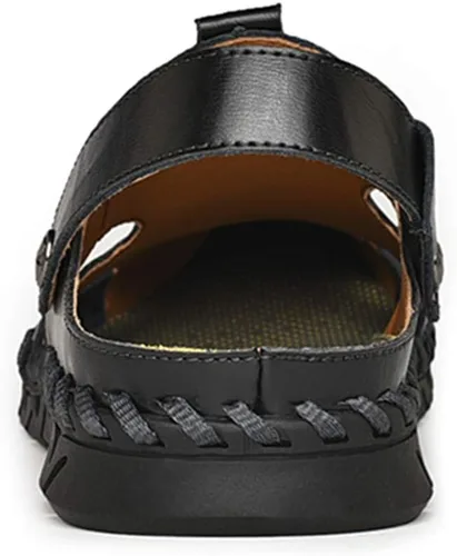 Vista 4 de JAMONWU Men's Casual Closed Toe Adjustable Leather Sandals Handmade Fisherman Beach Sandals
