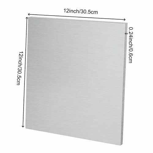 Vista 2 de 2 placas de aluminio 6061 de 12 x 12 x 1/4 pulgadas, placa cuadrada gruesa con película protectora