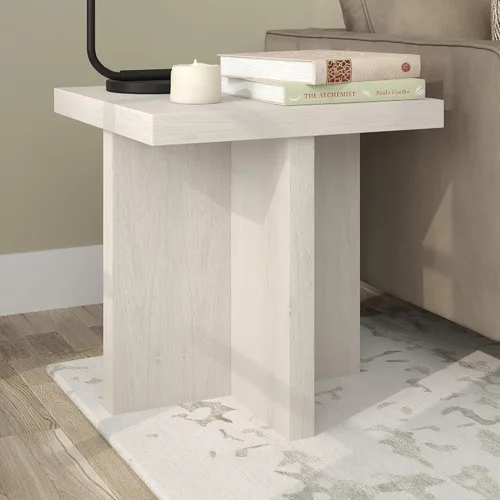 Vista 7 de Henn&Hart - Mesa auxiliar de 22 pulgadas, mesita de noche, mesa auxiliar, color blanco haya