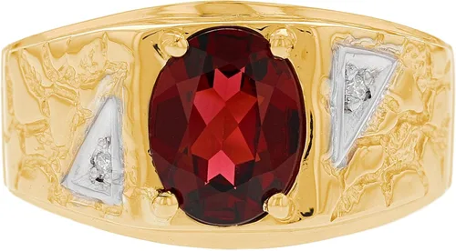 Vista 2 de Jewelry Liquidation Anillo para hombre de oro amarillo macizo de 14 quilates, granate 0.04 cttw, Oro amarillo Oro, Granate