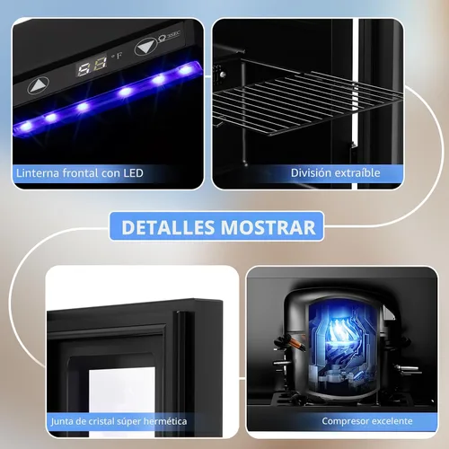 Vista 6 de Antarctic Star Refrigerador de Bebidas Enfriador de 18L, 24 Latas, Mini Refrigerador con Compresor Silencioso, Luz LED, Refrigerador Pequeño