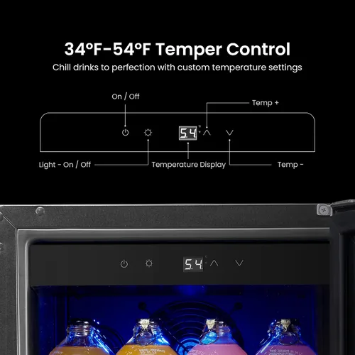 Vista 4 de Yeego Refrigerador de bebidas y mini refrigerador, enfriador de bebidas de 15 pulgadas con 80 latas de 34 a 54 °F, pequeño enfriador de cerveza