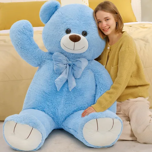 Vista 14 de Tezituo Oso de Peluche Gigante de 47 Pulgadas, Suave Animal de Peluche Grande Tamaño Real de 4 Pies, Juguete de Oso de Peluche, Regalo de San Azul