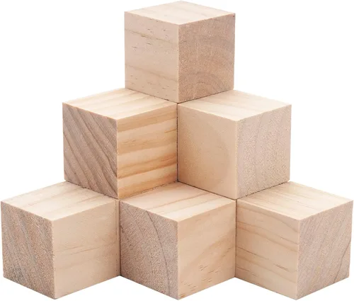 Vista 11 de Cubos de madera para manualidades de 1/2 pulgada, 200 bloques pequeños de madera en blanco para manualidades, baby shower, cuadrados lisos sin
