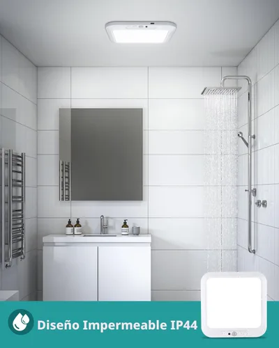 Vista 3 de wowatt: lámpara de techo recargable operada por batería, luz de sensor de movimiento para interiores, lámpara de ducha inalámbrica con mando a