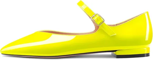 Vista 4 de NobleOnly Zapatos de tacón bajo para mujer con punta puntiaguda Mary Jane con hebilla para oficina, fiesta, zapatos lindos de 0.4 pulgadas