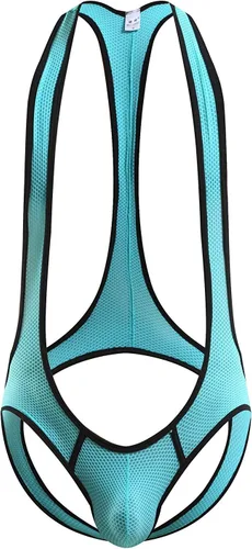 Vista 11 de Leotardo de malla para hombre MWrestling Singlet Body Negro