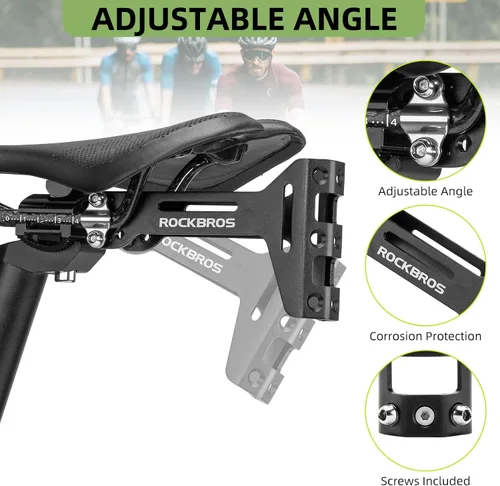 Vista 3 de ROCKBROS Jaulas para botellas de agua para bicicleta, convertidor de jaula de sillín con ángulo ajustable, aleación de aluminio, soporte ligero