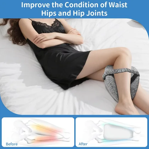 Vista 5 de Almohada de rodilla para dormir de lado, almohada de pierna con correa elástica, almohada de columna vertebral suave para dormir de lado, almohadas