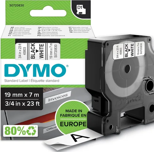 Vista 13 de DYMO DYMS0720610 - Cinta de cartucho, 0.472 in x 23.0 ft, color blanco sobre negro