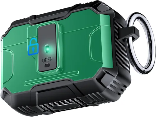 Vista 24 de Amoured AutoPOP - Funda para AirPods Pro de 1ª generación con cerradura y llavero, protección resistente de 360° y mecanismo de apertura de 1 clic