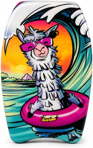Vista 13 de PMU Bodyboard estampado con gráficos, correa de muñeca ligera, parte inferior lisa para playa, mar y piscina, tabla de surf para niños, adolescentes