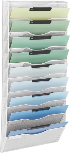 Vista 21 de EASEPRES Organizador de archivos de malla de 3 bolsillos para colgar en la pared, carpeta de papel para correo montada en la pared, organizador