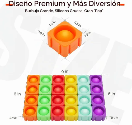 Vista 6 de Bloques Pop Fidget Toys, Bloques de Construcción DIY de Silicona Arcoíris Popper Infinity, Juego de Aprendizaje de Palabras CVC, Fonética