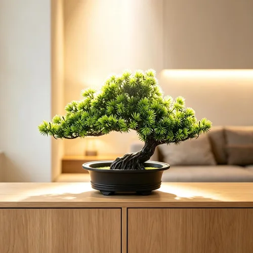 Vista 4 de Árbol bonsái de enebro artificial para decorar interiores para casa u oficina