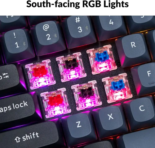 Vista 6 de Keychron K2 Pro Teclado mecánico RGB inalámbrico y con cable con interruptor rojo K Pro intercambiable en caliente macro programable QMKVIA 75