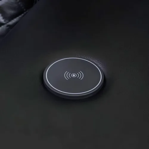 Vista 9 de Juego de sofá reclinable eléctrico de cuero con LED, juego de muebles de sala de estar, juego de sofá de cuero con puerto USB, consola